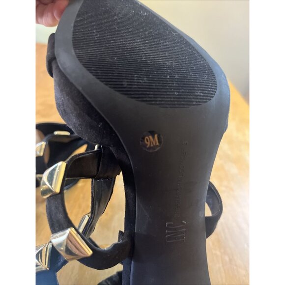 INC Womens Black Studded Strappy Syndia Pointed Toe Stiletto Zip-Up Shoes Sz 9 - Picture 9 of 9